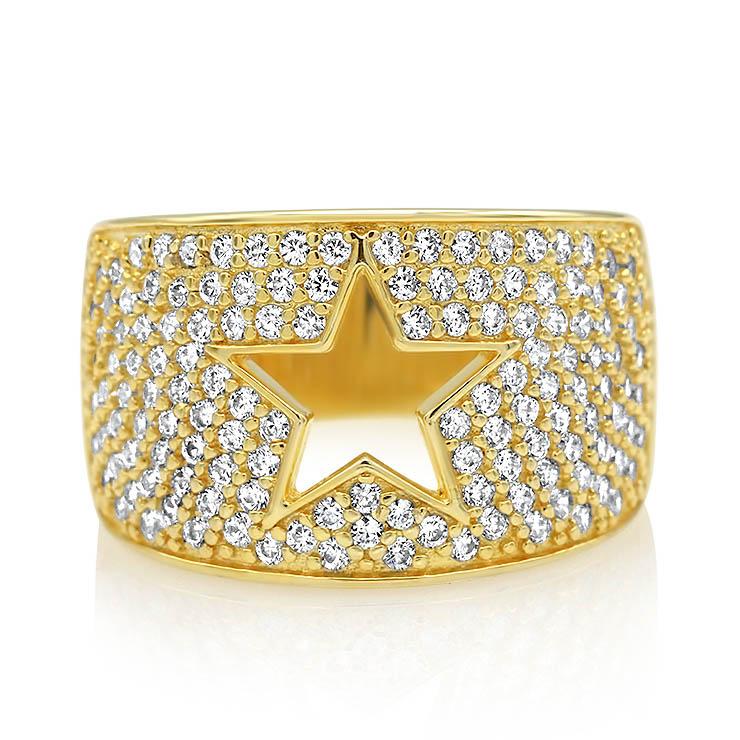 Diamond Pave Cigar Band Cutout Star