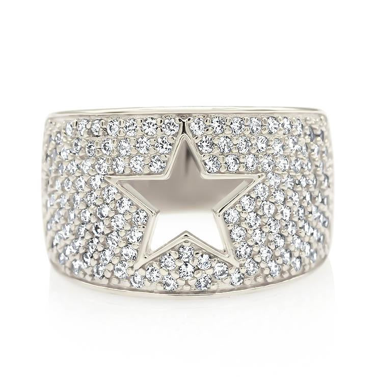 Diamond Pave Cigar Band Cutout Star