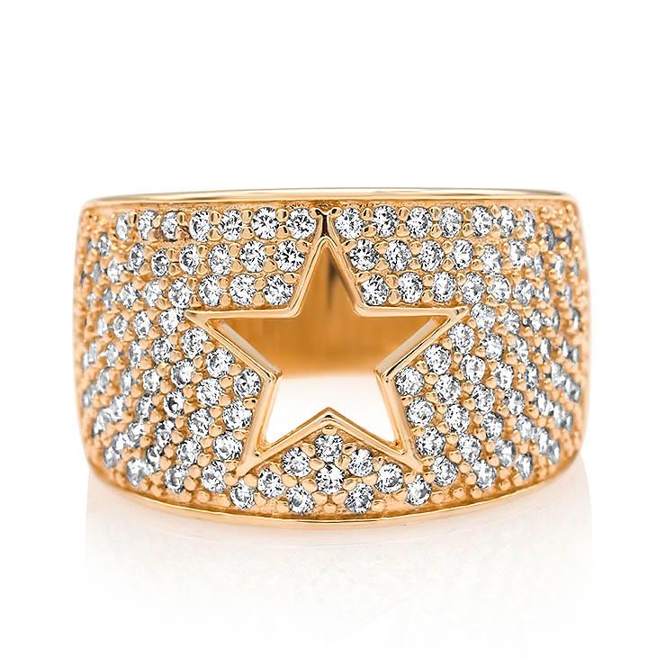 Diamond Pave Cigar Band Cutout Star