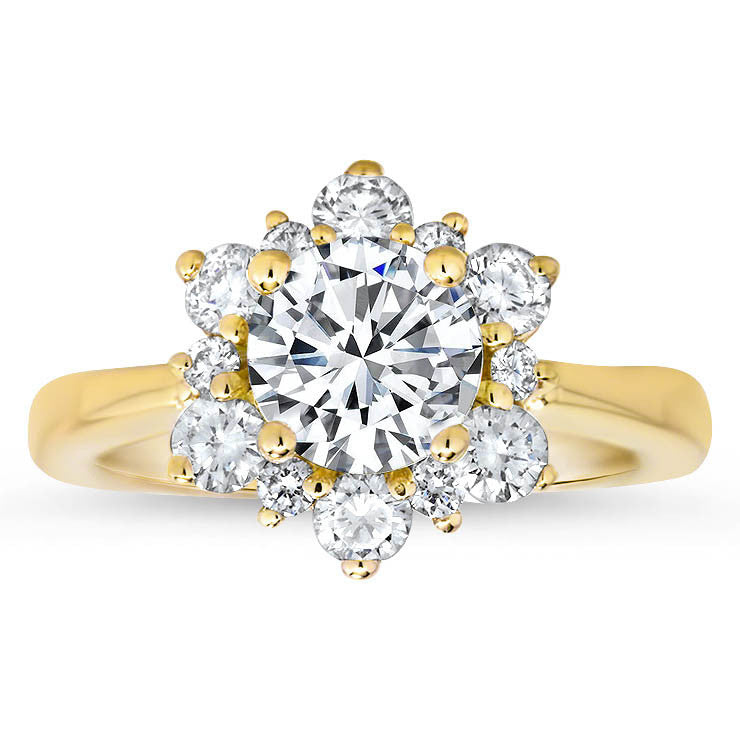 Snowflake Style Engagement Ring Plain Band Moissanite Center and Halo- Snowflake II Moissanite - Moissanite Rings