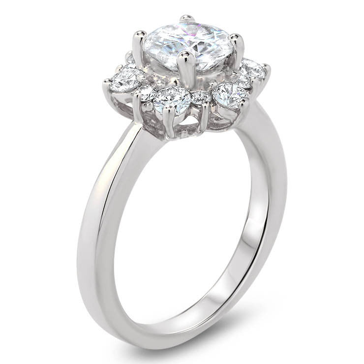 Snowflake Style Engagement Ring Plain Band Moissanite Center and Halo- Snowflake II Moissanite - Moissanite Rings