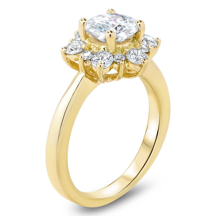 Snowflake Style Engagement Ring Plain Band Moissanite Center and Halo- Snowflake II Moissanite - Moissanite Rings
