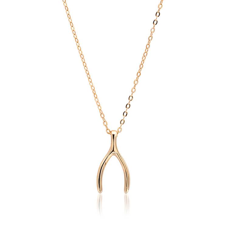 Gold Wishbone Necklace