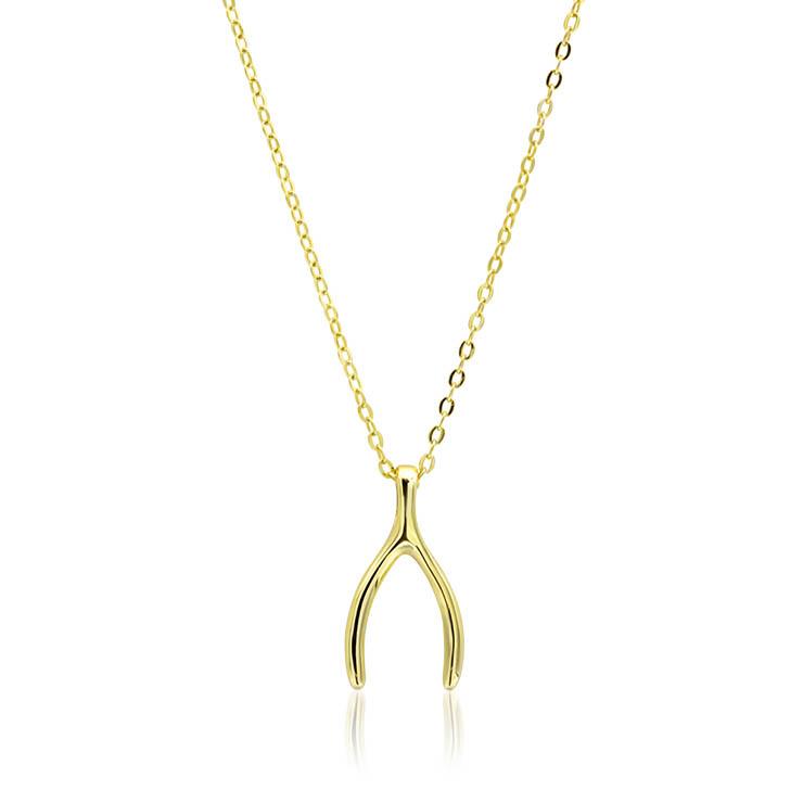 Gold Wishbone Necklace