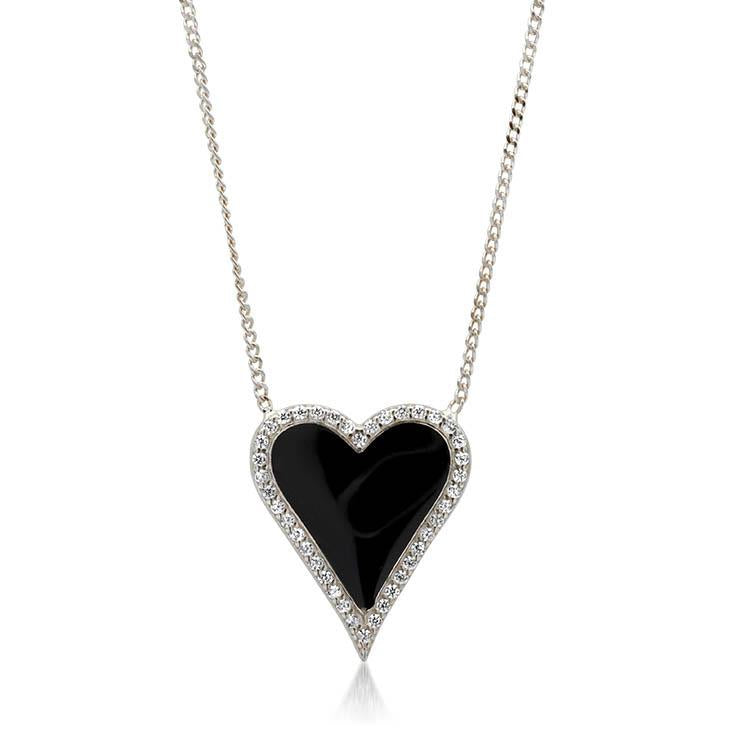 Black Enamel and Diamond Heart