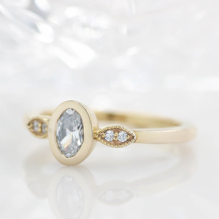 Oval Moissanite Engagement Ring Moissanite Diamond Setting Thin Band Ring - Madison - Moissanite Rings