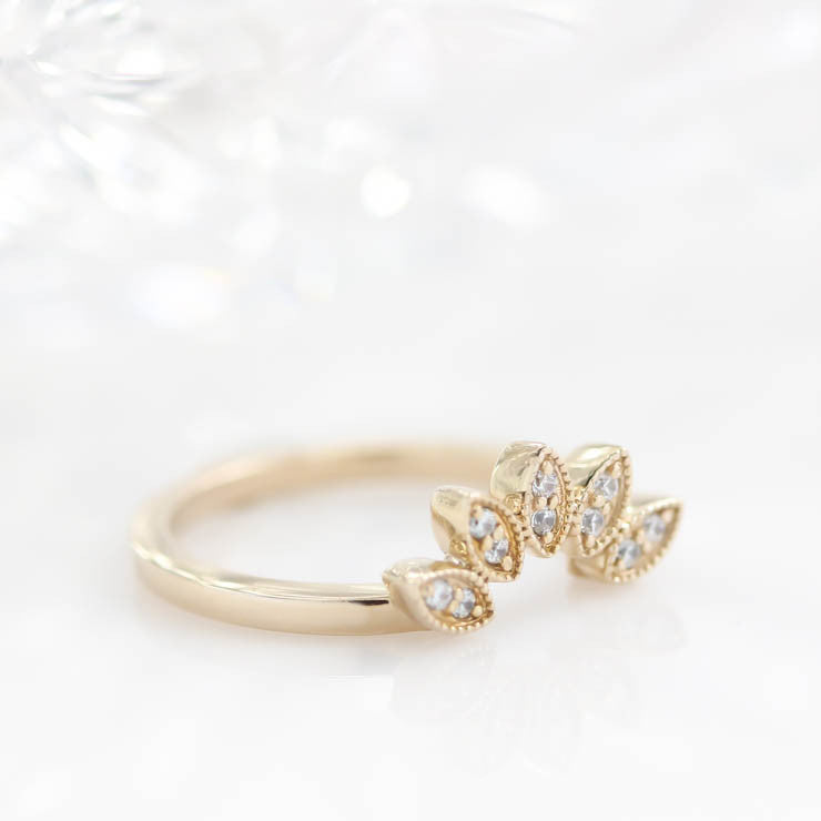 Marquise Shaped Peacock Style Diamond Wedding Band Curved Diamond Band Stacking Band - Pia - Moissanite Rings