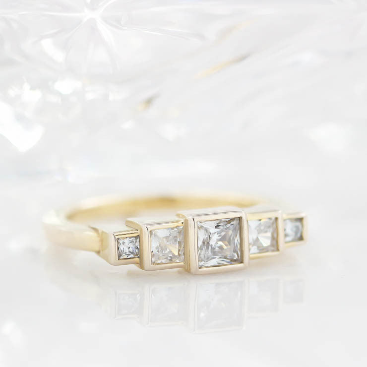 Princess Cut Diamond Engagement Ring Setting Moissanite Center Stone Unique Ring - Brooklyn - Moissanite Rings