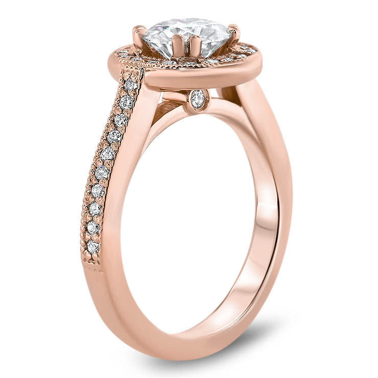 Diamond Halo Engagement Ring Setting Forever One Moissanite Engagement Ring - Clementine - Moissanite Rings