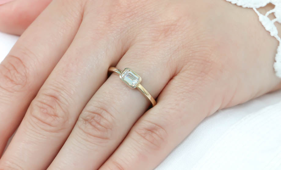 Unique Emerald Cut Engagement Ring Moissanite Ring - Ella - Moissanite Rings