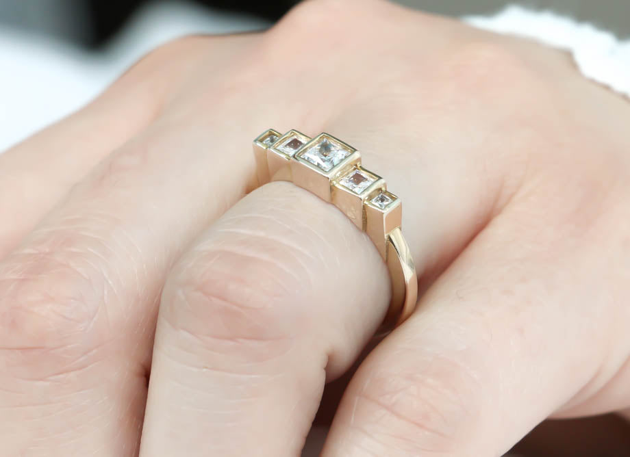 Princess Cut Diamond Engagement Ring Setting Moissanite Center Stone Unique Ring - Brooklyn - Moissanite Rings