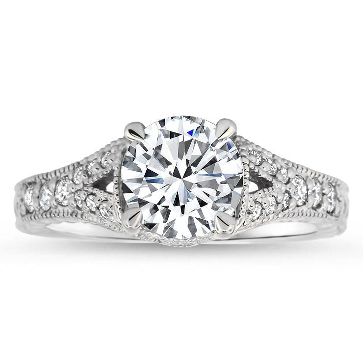 Split Shank Engagement Ring Diamond Setting Moissanite Center - Katherine - Moissanite Rings