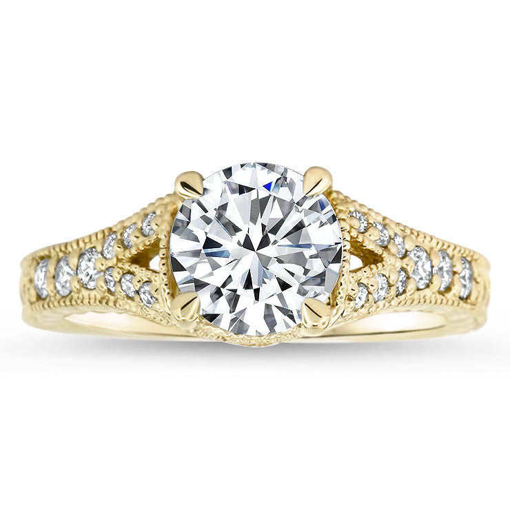 Split Shank Engagement Ring Diamond Setting Moissanite Center - Katherine - Moissanite Rings