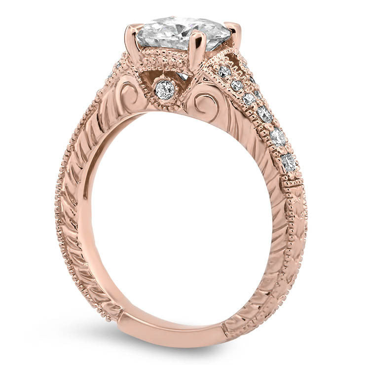 Split Shank Engagement Ring Diamond Setting Moissanite Center - Katherine - Moissanite Rings