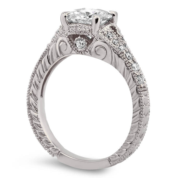 Split Shank Engagement Ring Diamond Setting Moissanite Center - Katherine - Moissanite Rings