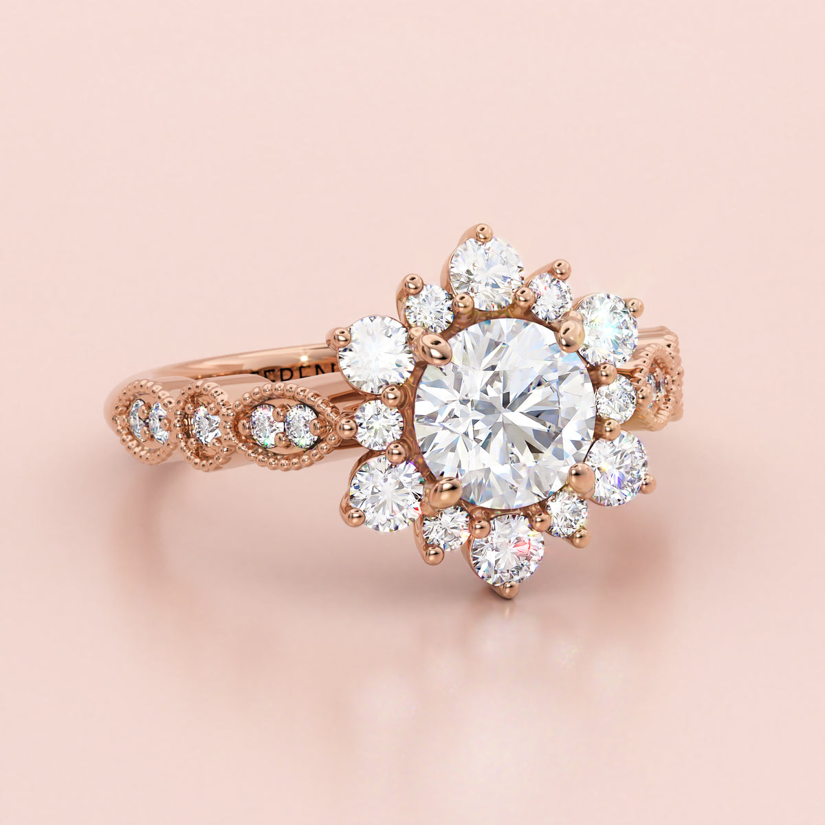 Vintage Band Snowflake Engagement Ring Diamond Setting - Vintage Snowflake