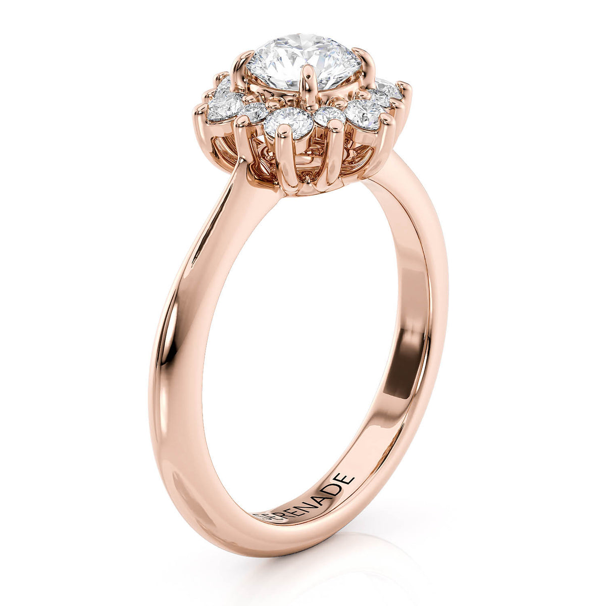 Dainty Diamond Halo Engagement Ring 5 mm Center Stone - Petite Snowflake