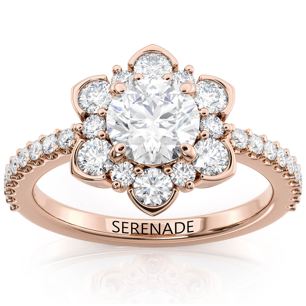 Diamond Halo Moissanite Engagement Ring - Sparkling Snowflake