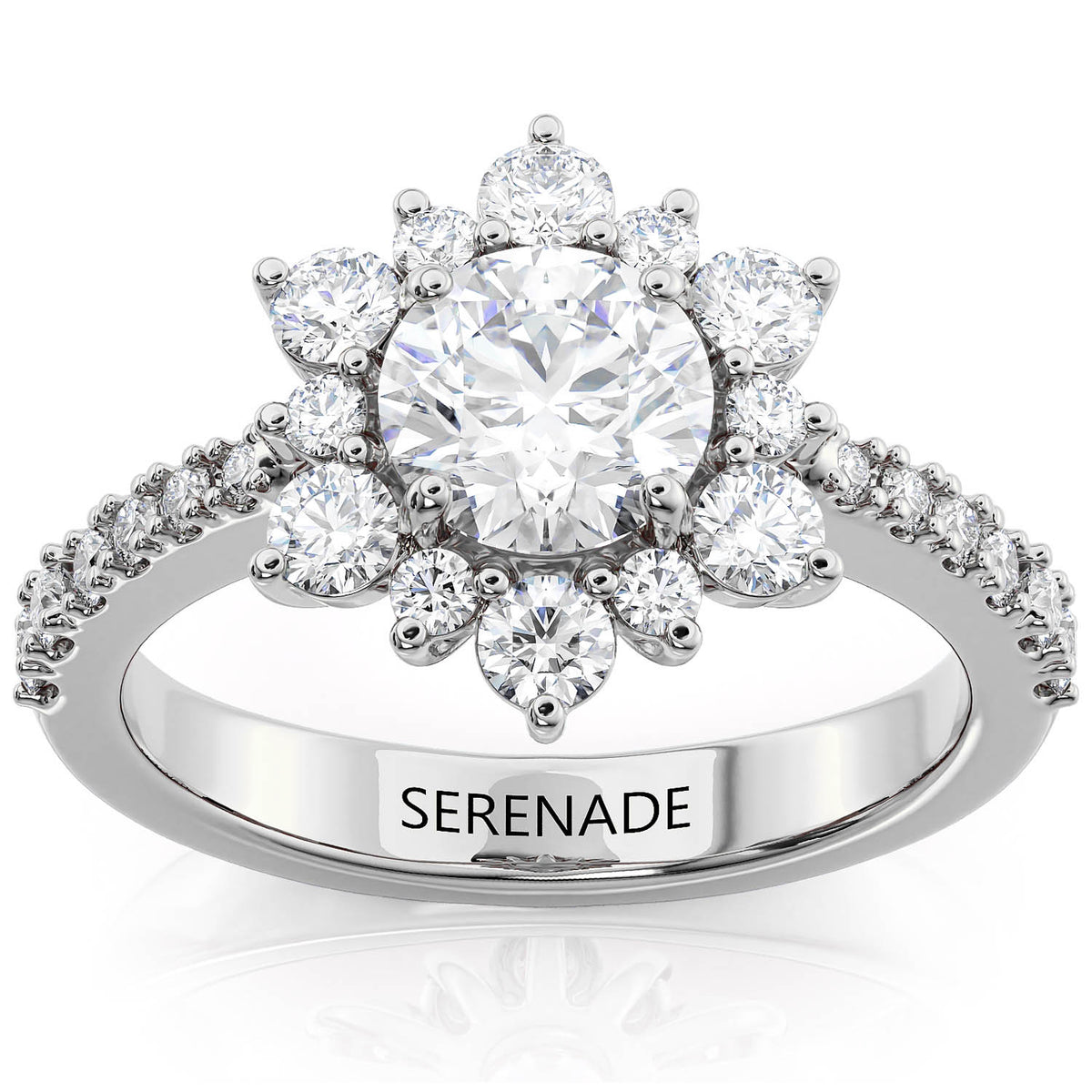Snowflake Inspired Diamond Halo Engagement Ring - Snowflake