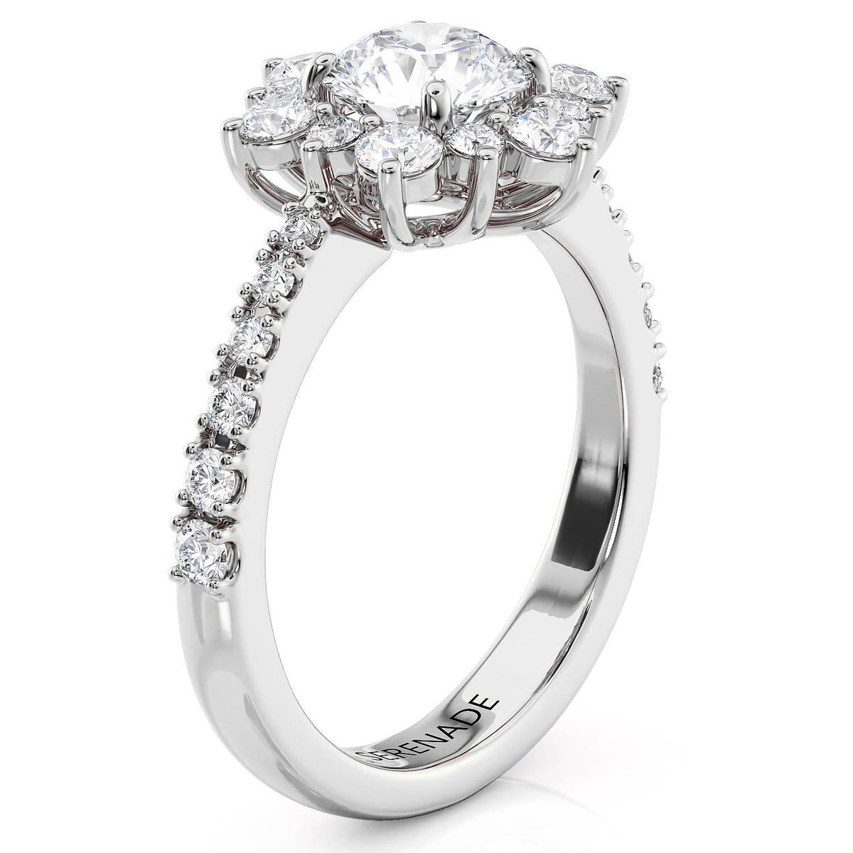Snowflake Inspired Diamond Halo Engagement Ring - Snowflake