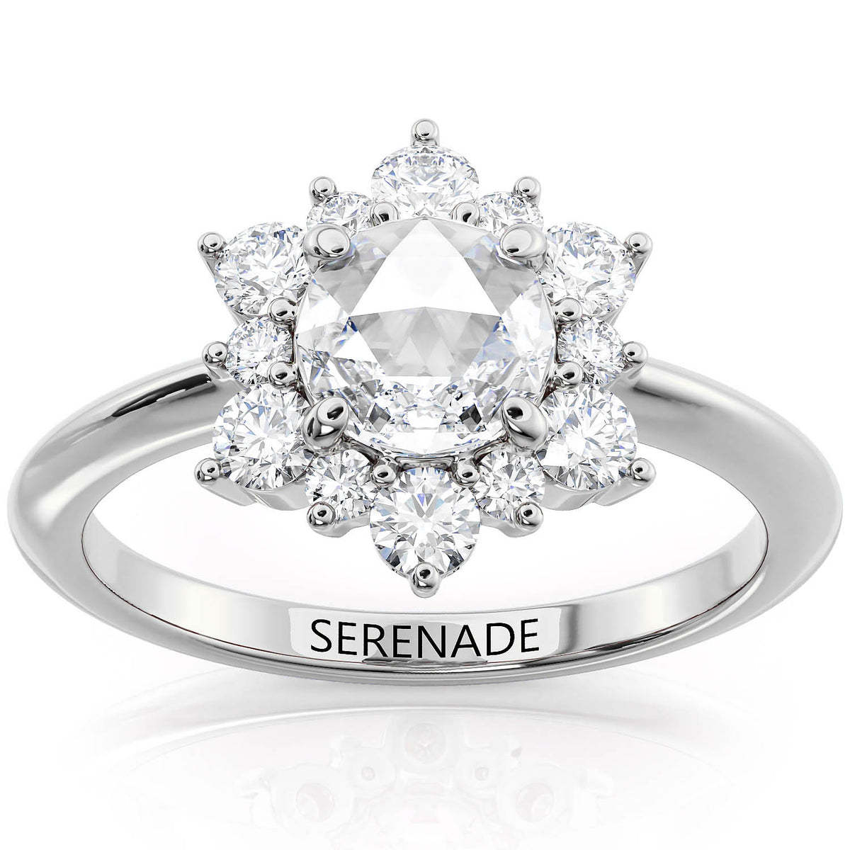 Aspen' Natural White Diamond White, Yellow or Rose Gold Flower Engagement  Ring