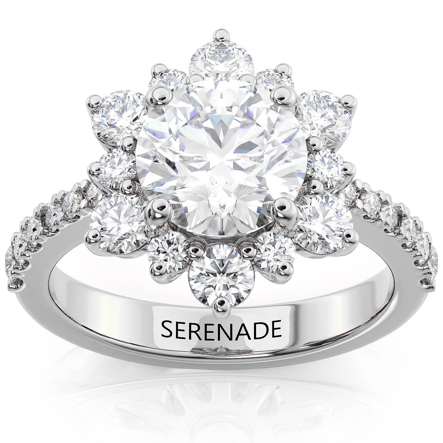 2 Carat Center Snowflake Engagement Ring - Snowflake 8 mm