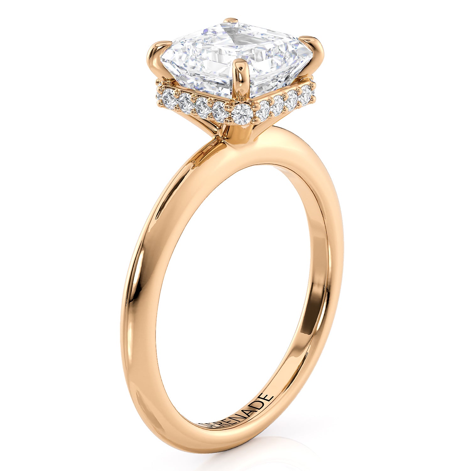 Asscher Cut Hidden Halo Solitaire - Becky