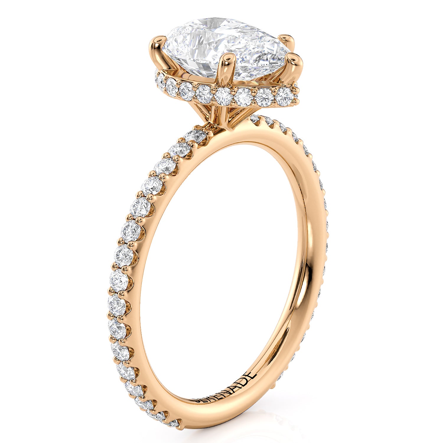 Pear Cut Hidden Diamond Halo Setting - Tori