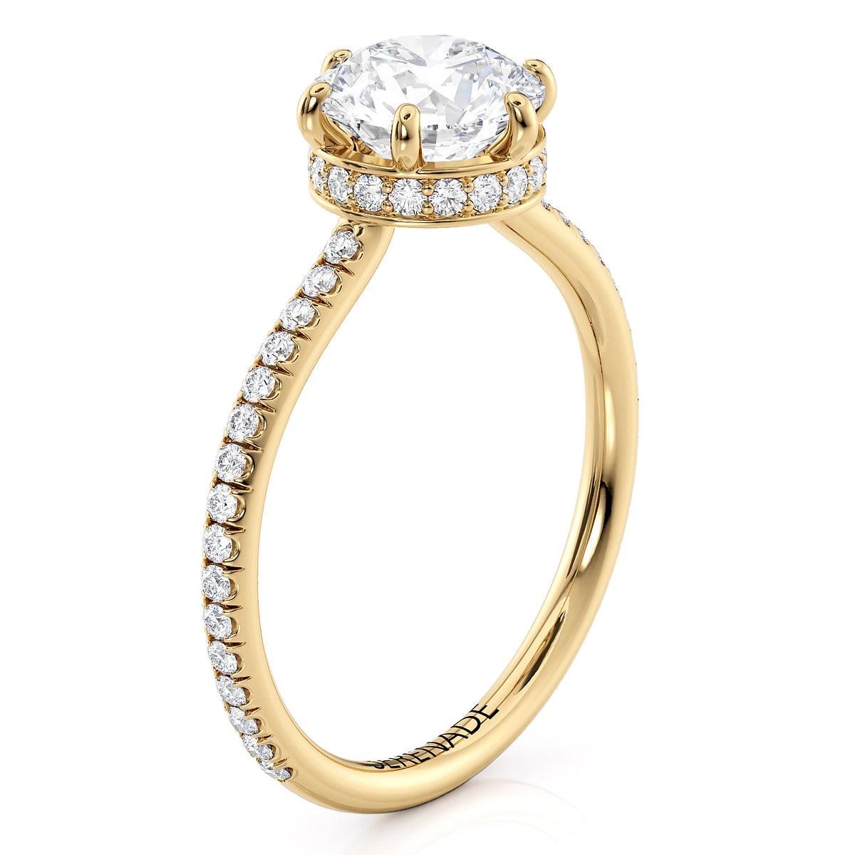 Six Prong Hidden Halo Round Engagement Ring - Josephine