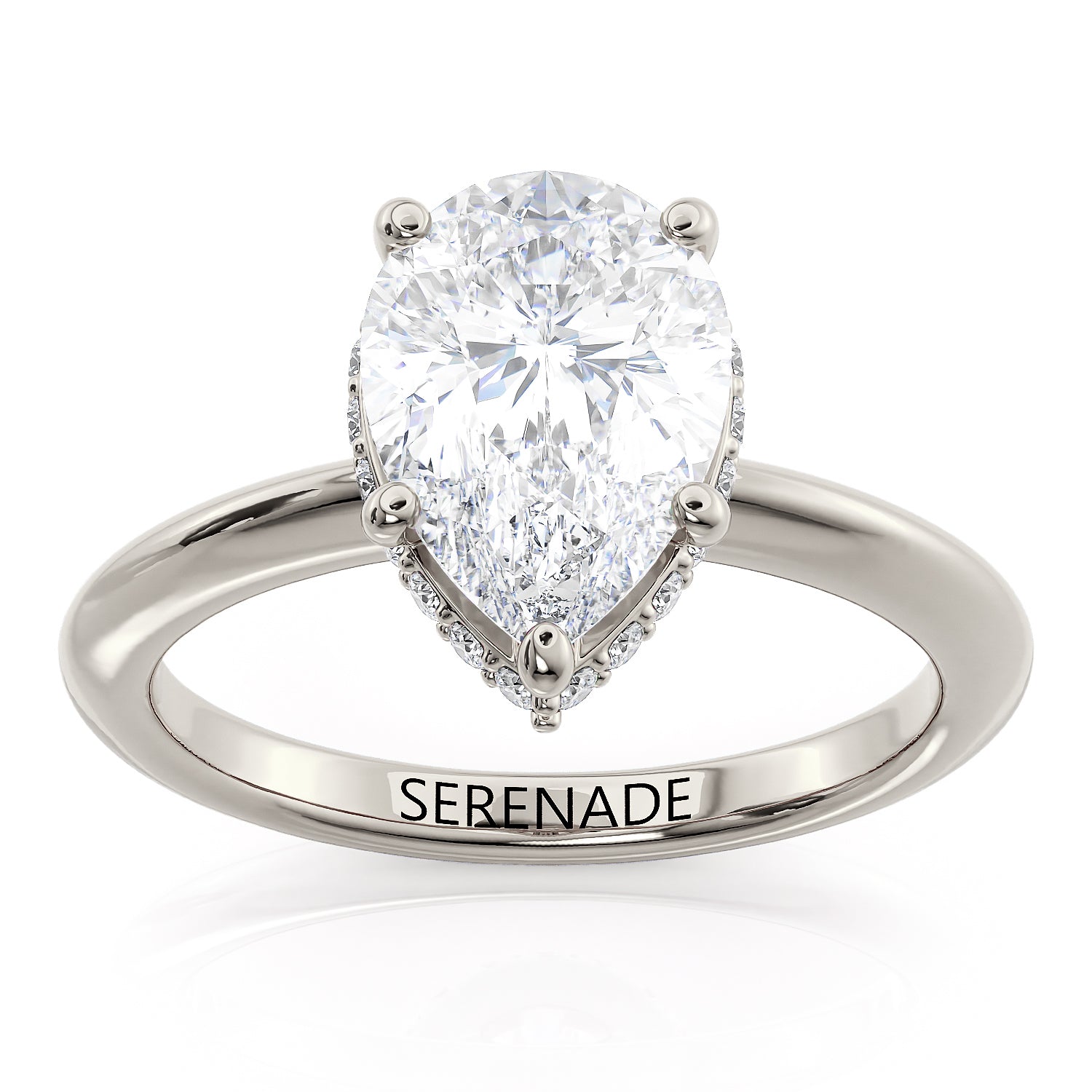 Hidden Halo Engagement Ring Pear Cut Center Stone - Cortana