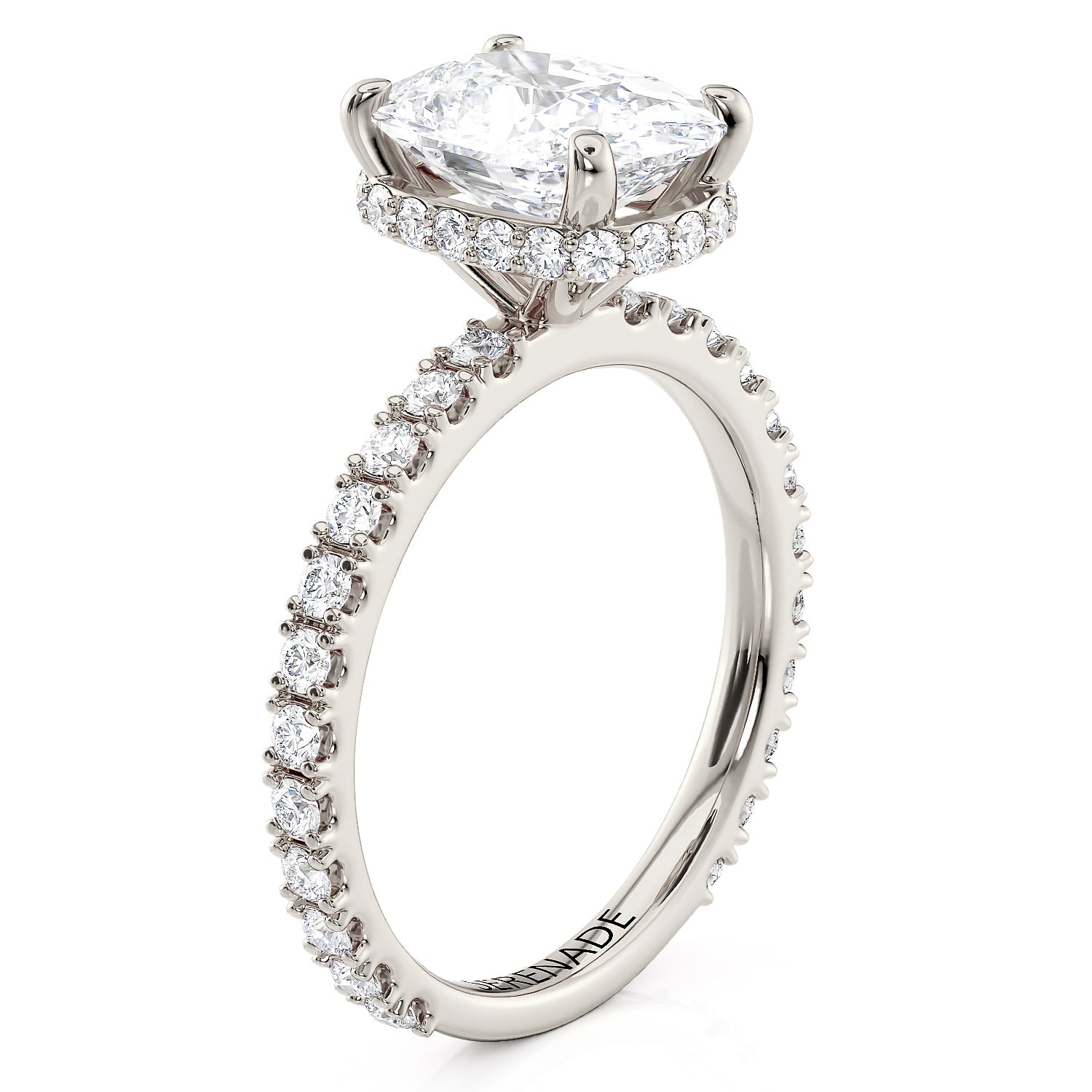 Hidden Halo Elongated Cushion Diamond Setting - Rona