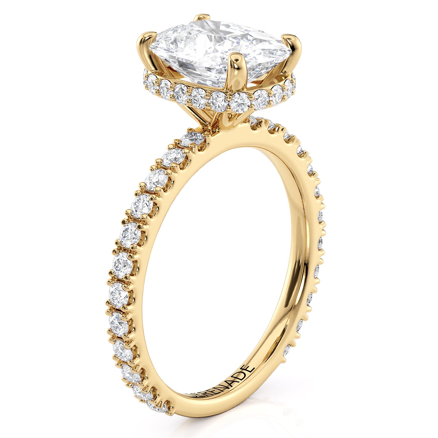 Hidden Halo Elongated Cushion Diamond Setting - Rona