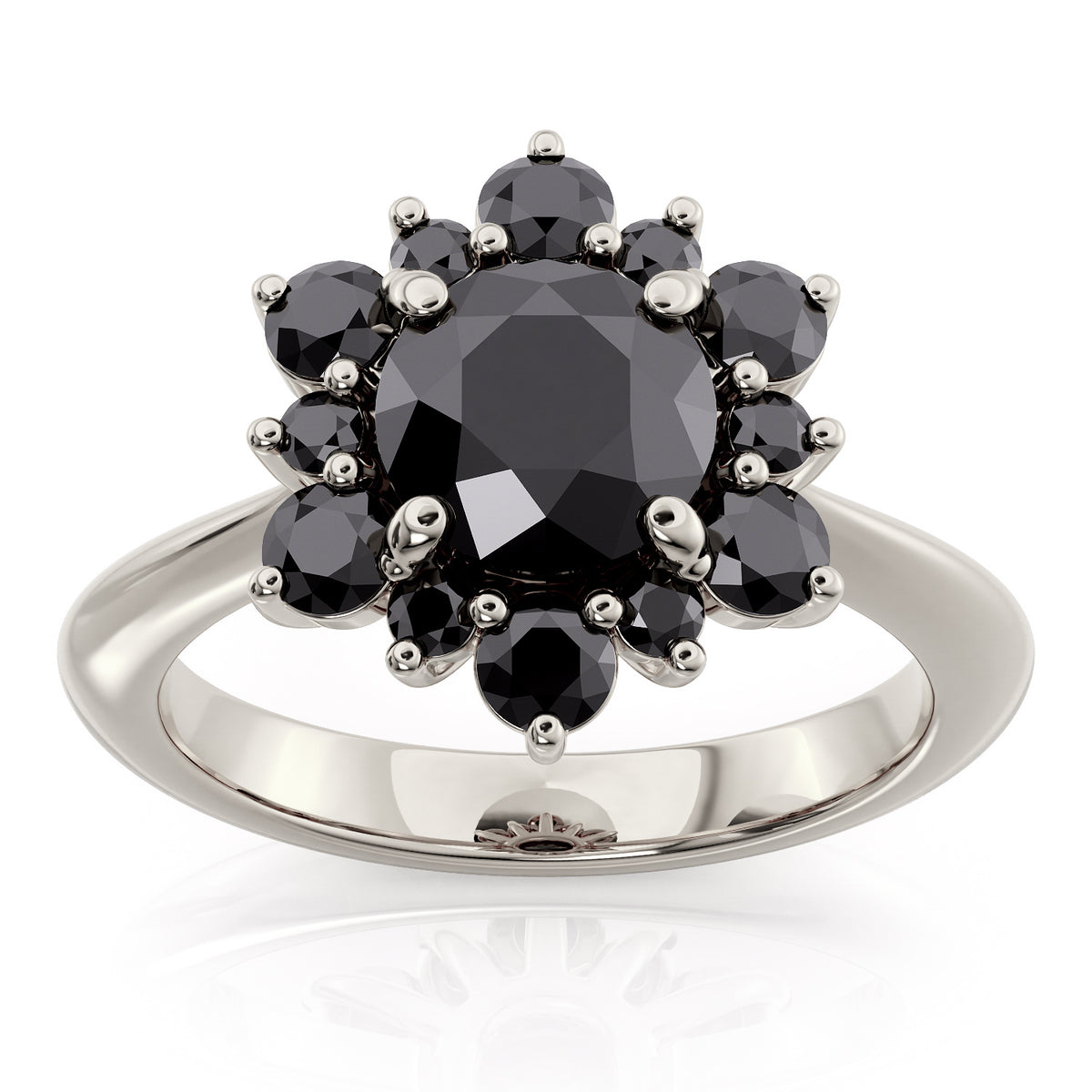 Black Moissanite Snowflake Engagement Ring - All Black Snowflake