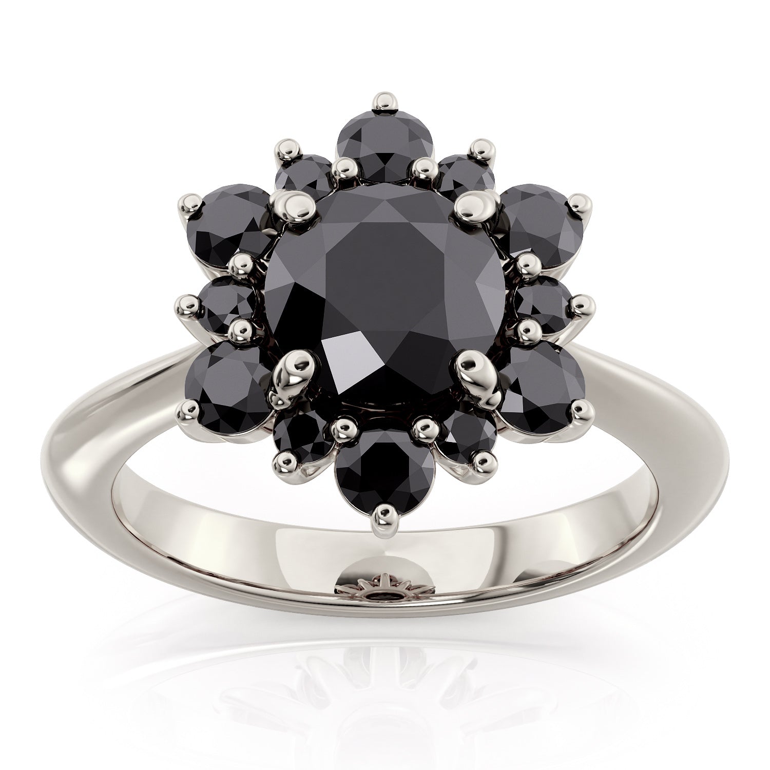 Black Moissanite Snowflake Engagement Ring - All Black Snowflake