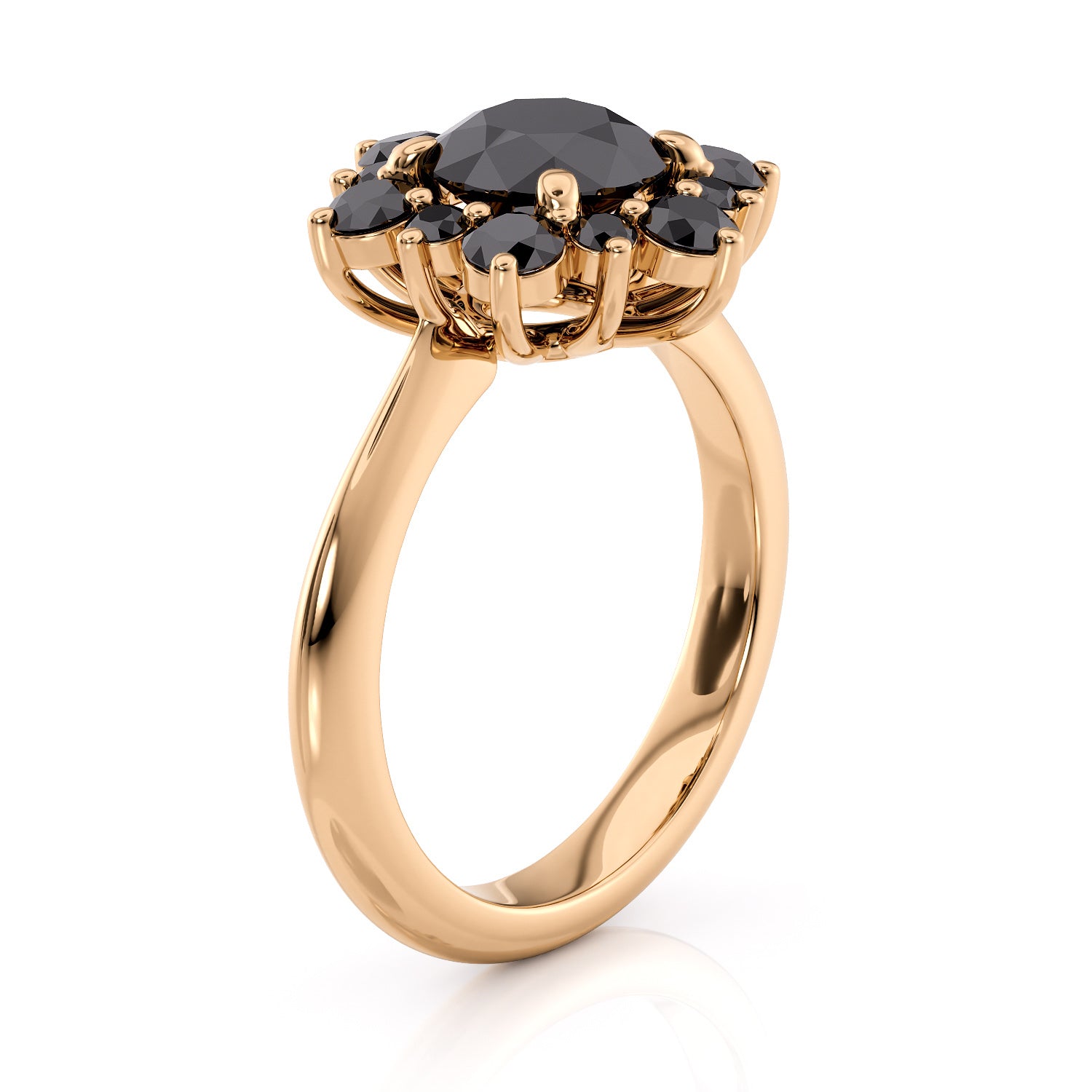 Black Moissanite Snowflake Engagement Ring - All Black Snowflake