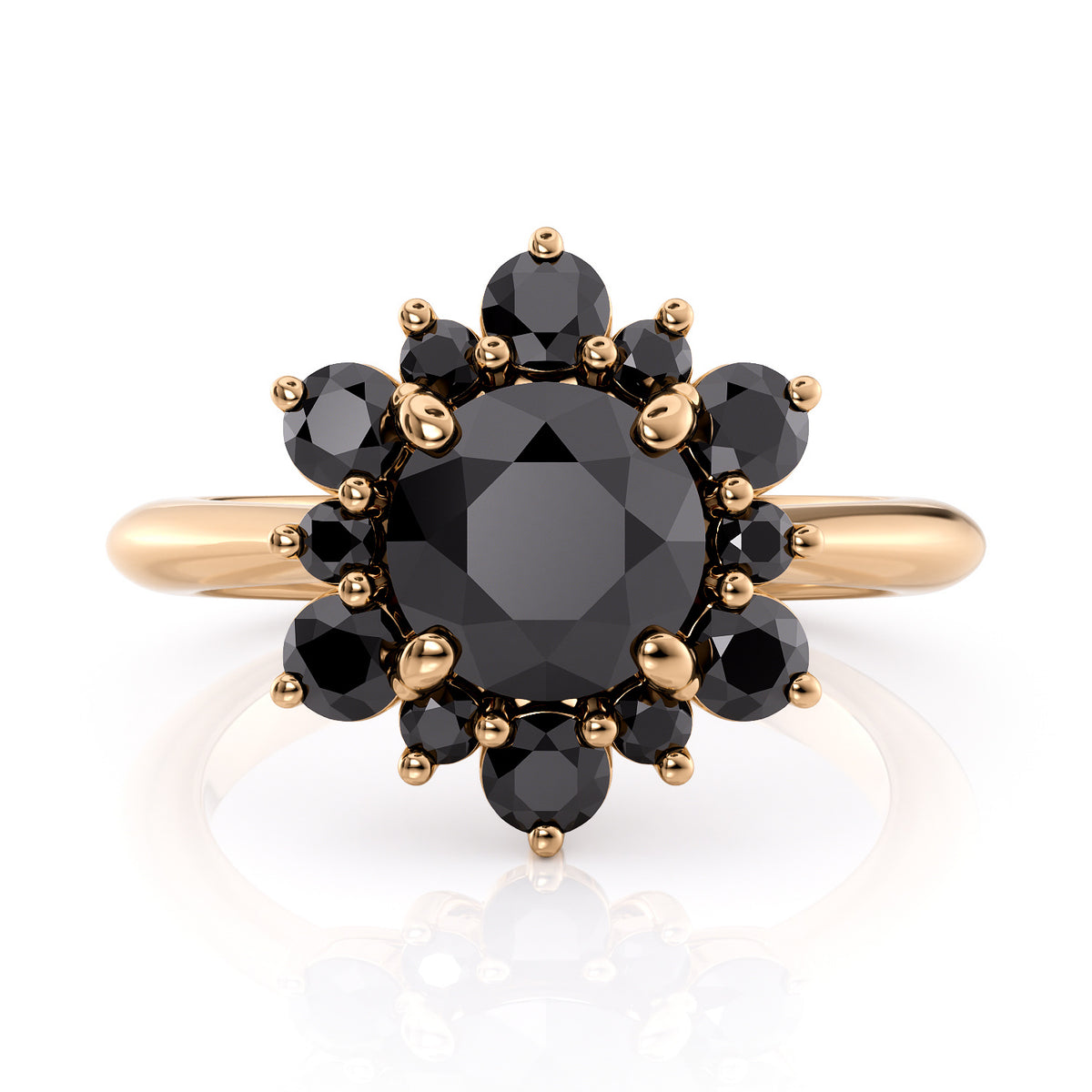 Black Moissanite Snowflake Engagement Ring - All Black Snowflake