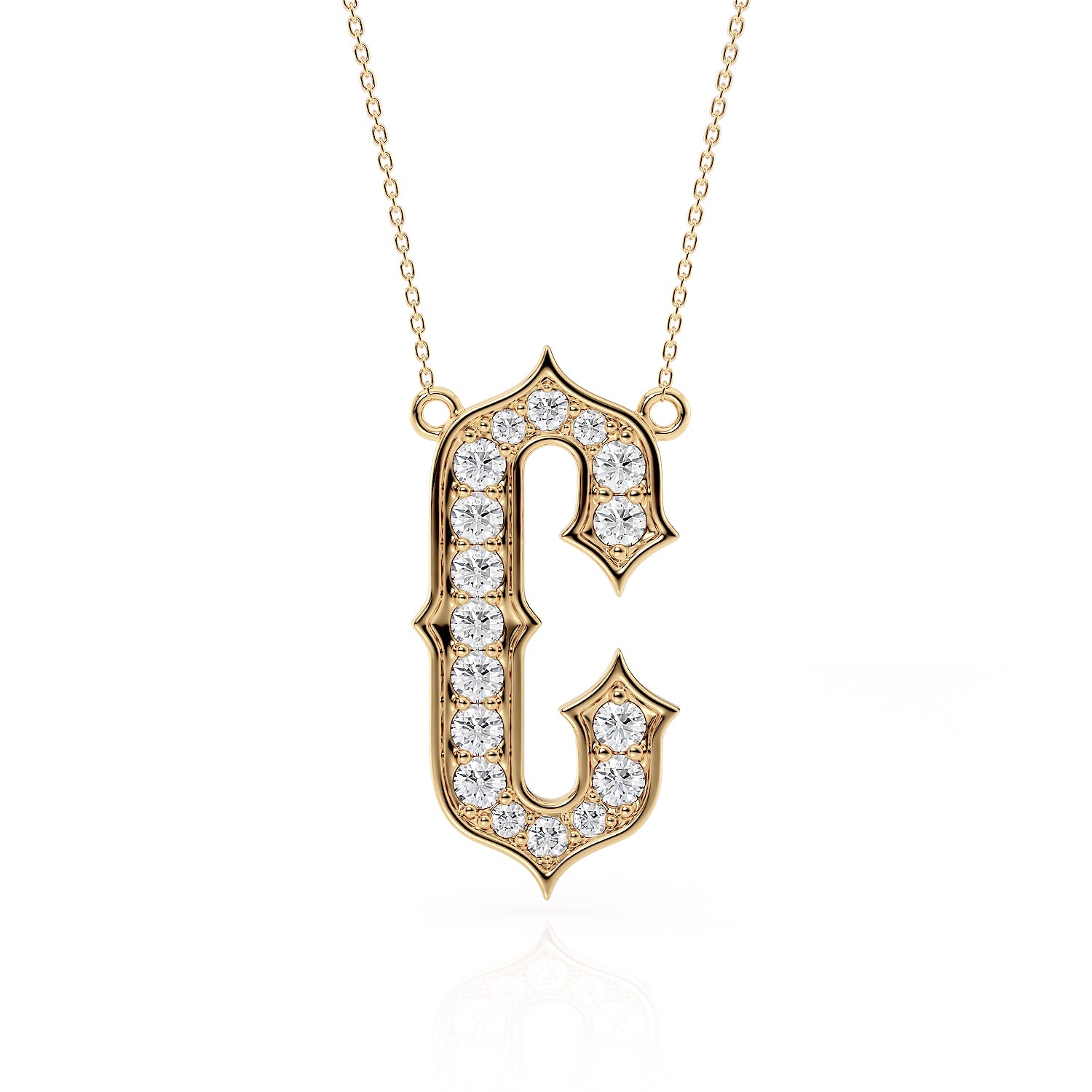 Gothic Diamond Initial Pendant