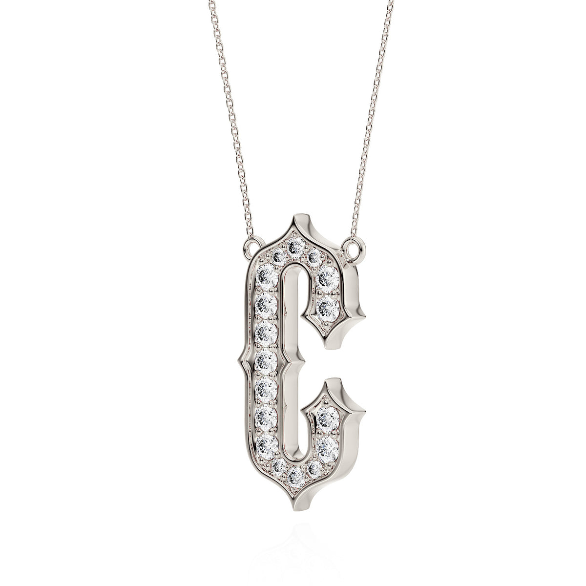 Gothic Diamond Initial Pendant