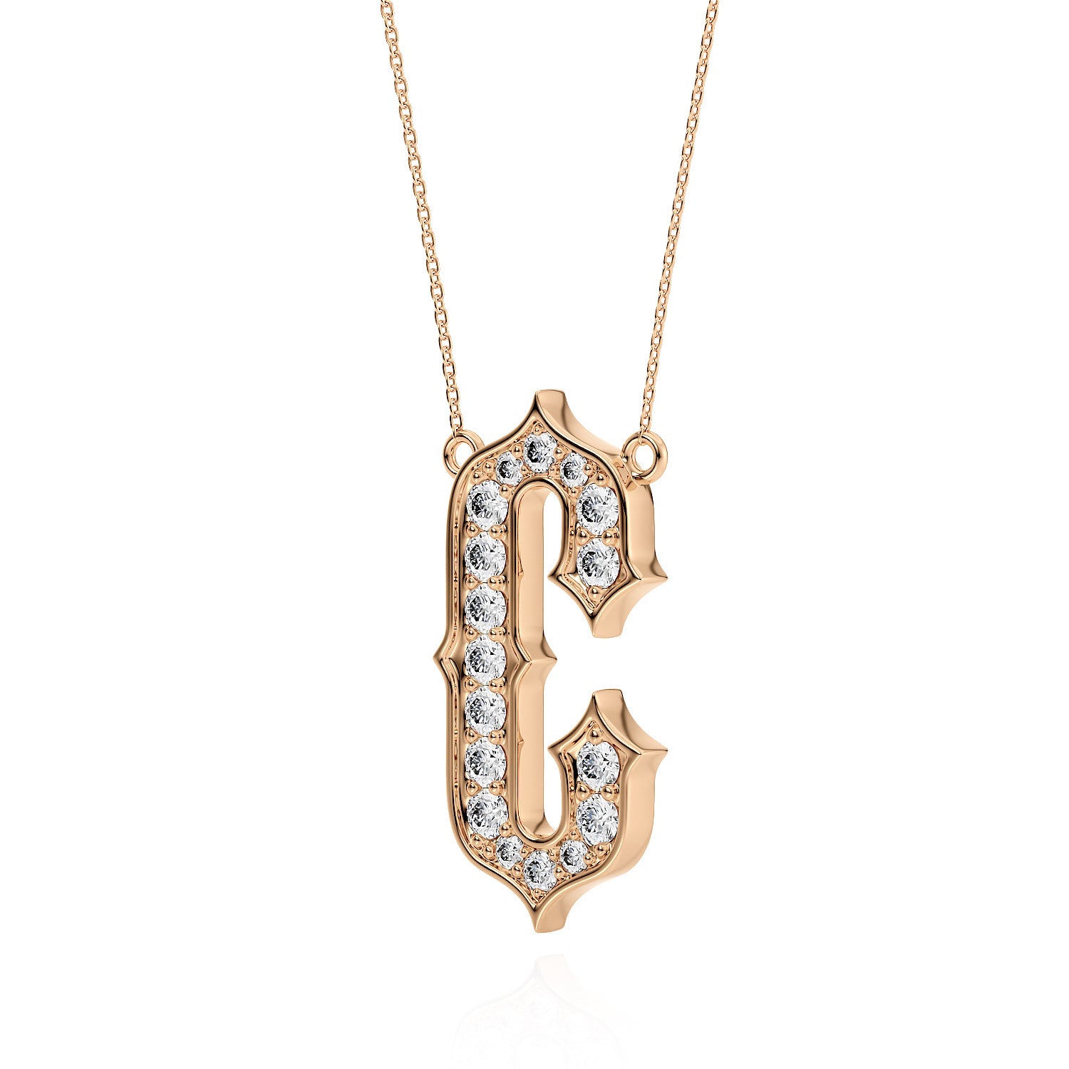 Gothic Diamond Initial Pendant