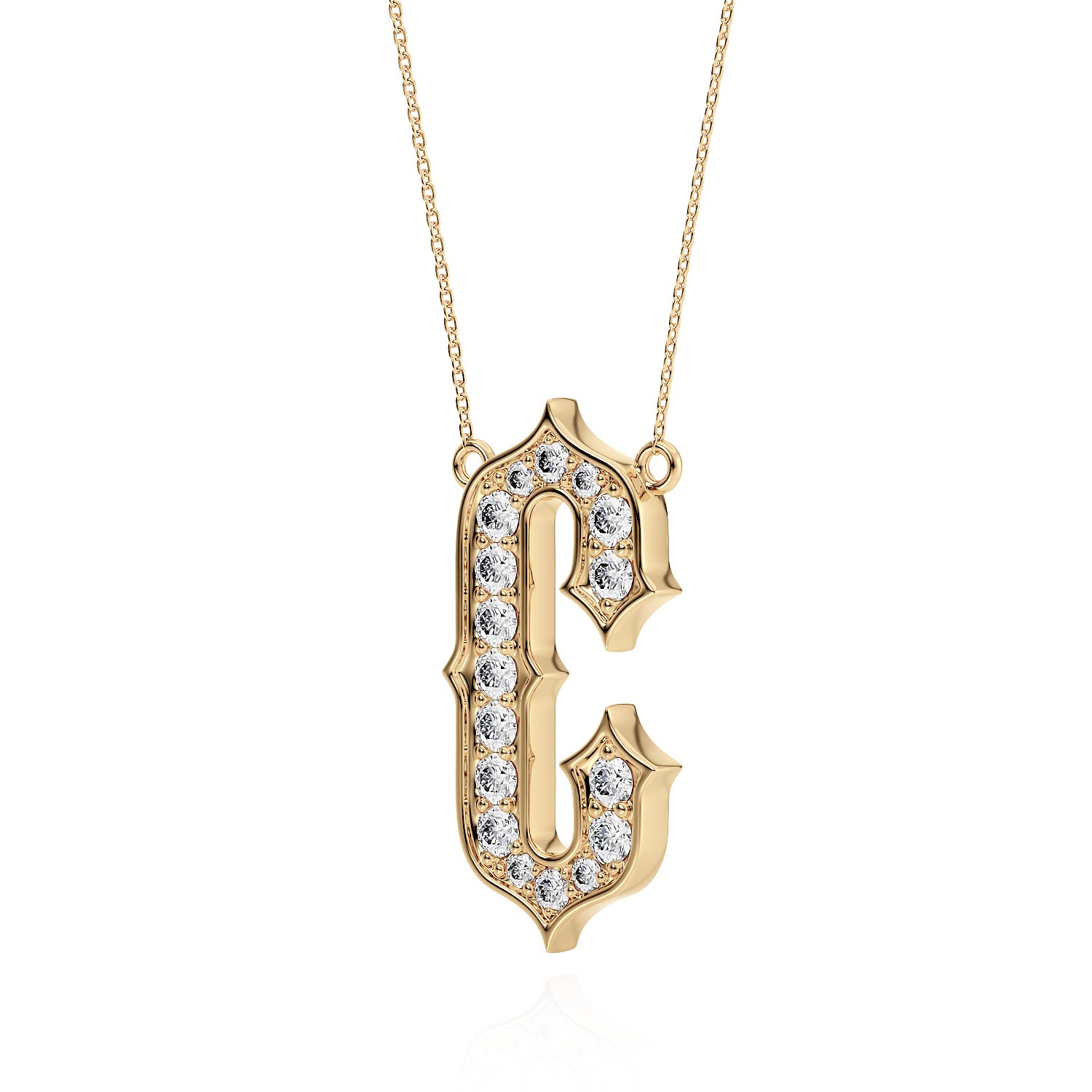 Gothic Diamond Initial Pendant