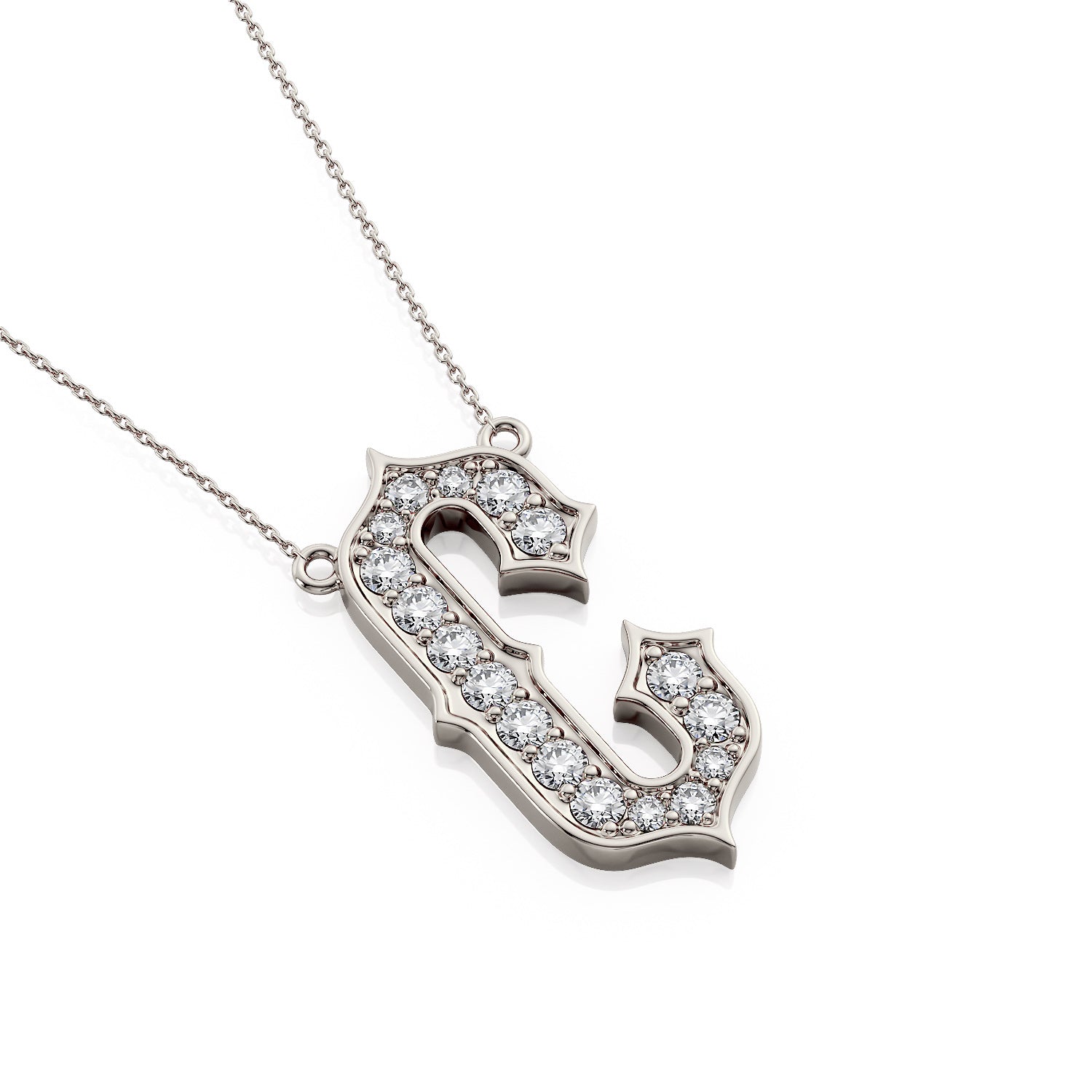 Gothic Diamond Initial Pendant