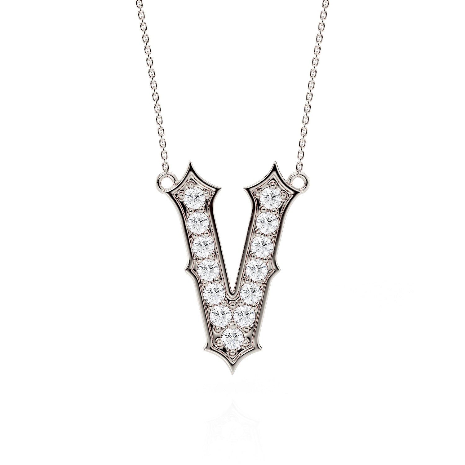 Gothic Diamond Initial Pendant