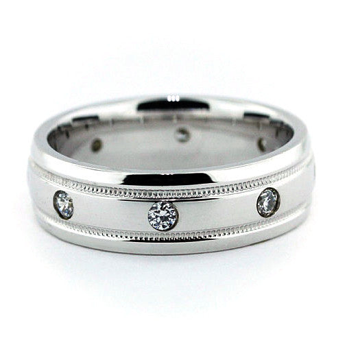 Men's Diamond  Wedding Band - Classic Cool - Moissanite Rings