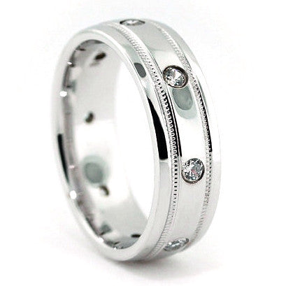 Men's Diamond  Wedding Band - Classic Cool - Moissanite Rings