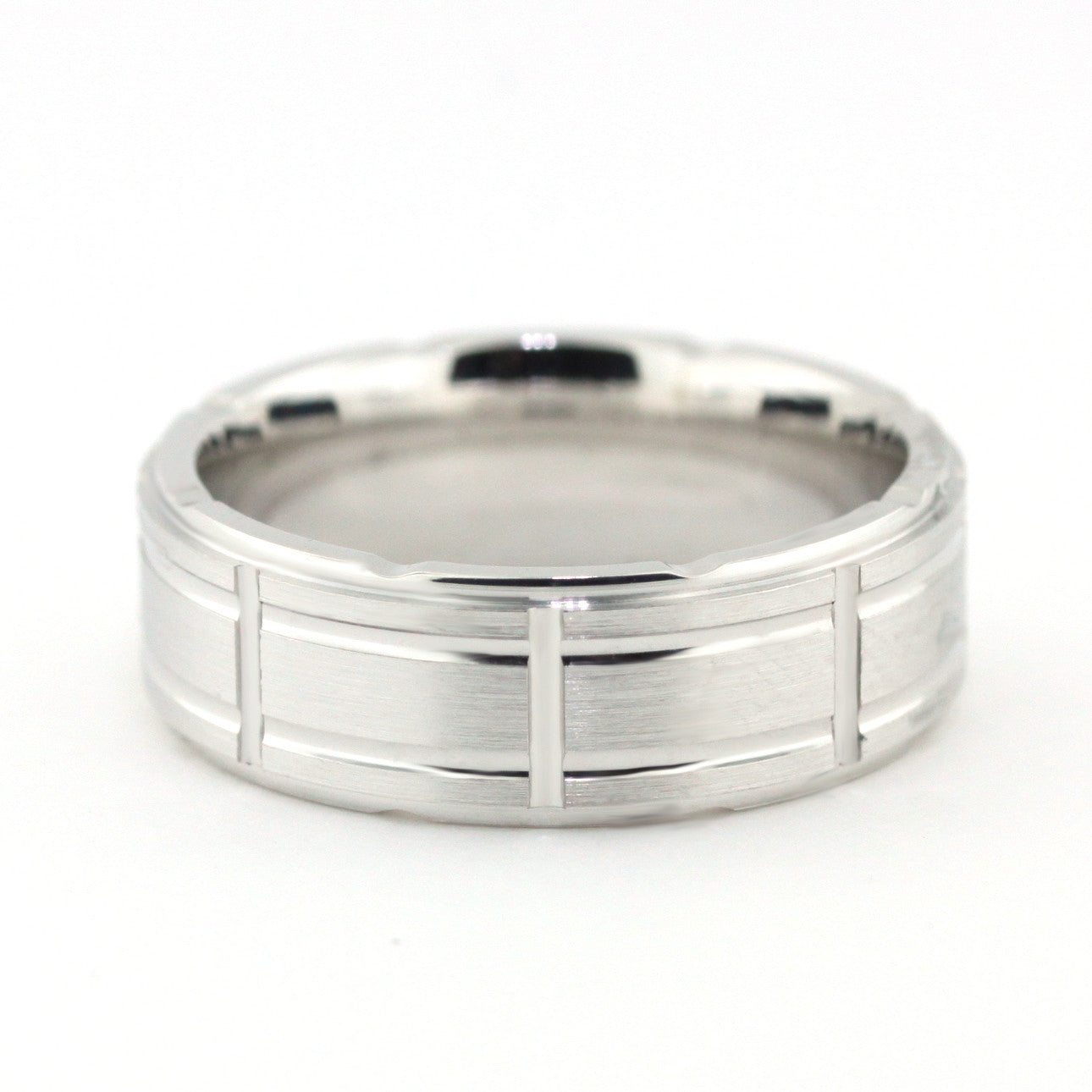 Men's Wedding Band - Fenced - Moissanite Rings