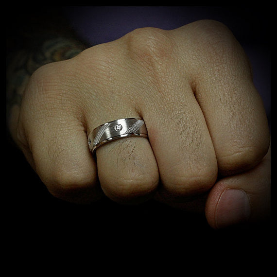 Men's Diamond  Wedding Band - Bases Loaded - Moissanite Rings