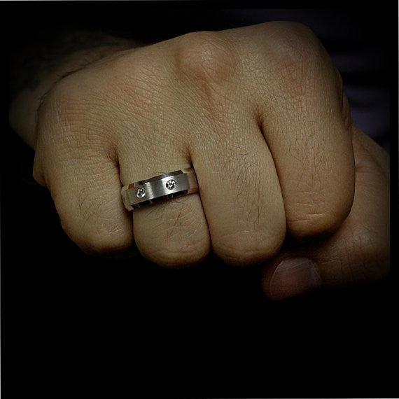 Men's Diamond  Wedding Band - Leo - Moissanite Rings
