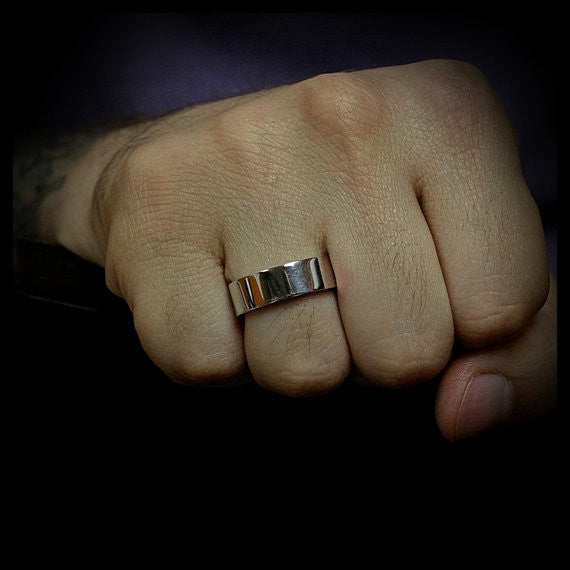 Men's Wedding Band -  Band of Gold - Moissanite Rings