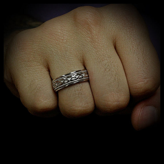 Men's Wedding Band -  Celtic Knot - Moissanite Rings