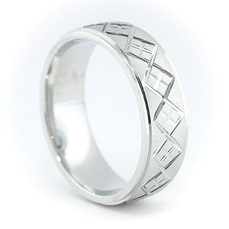 Men's Wedding Band - Preppy - Moissanite Rings